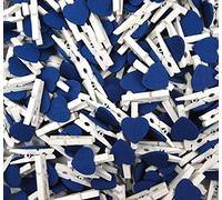 Pack of 50-30mm Love Hearts on Mini WHITE Wooden Craft Pegs - Dark Blue