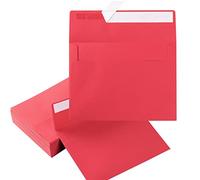Pack of 50 5 x 7 Coloured Envelopes Self Adhesive for Wedding, Party Invitations, Greeting Cards, Announcements, Photos, 12.7 x 17.8 cm (Red)