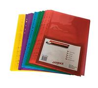 Pack of 50 A4 Assorted Colour Clear Punched Pockets by Janrax