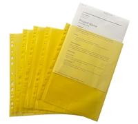 Pack of 50 A4 Yellow Clear Punched Pockets by Janrax