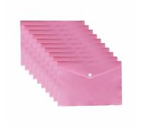 (Pack of 50) A5 Pink Pastel Colour Document Storage Stud Button Wallets - Durable Plastic Popper Carry Folder Press Wallets - Papers, Files, Folders Holder Organiser for Students, Office Supplies