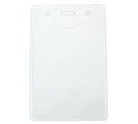 Pack of 50 A7 Vinyl ID Plastic Card Badge Name Tag Holders by Lanyards Tomorrow | Portrait Size 12.5 x 8cm - Holds 11 x7.5cm | Event Clear PVC Pocket Pouches ID Sleeves Pockets for Work Exhibitions