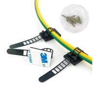 Pack of 50 Adjustable Self-Adhesive Cable Clips 25 x 18 mm Cable Attachment Cable Ties Self-Adhesive Cable Management for Home and Office Cable Wall Mounting Cable Clips Black