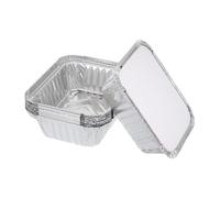 Pack of 50 Aluminium Disposable Foil Food Container with Lids, Reusable Takeaway Containers, Great for Baking Roasting Cooking Food Storage, 14.5 x 12.5 x 4.5cm