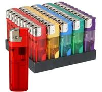 Pack of 50 Assorted Colour Electronic Lighters with Adjustable Flame, Easy to use, these lighters are perfect for lighting candles, fireplaces, grills, and more (50)