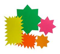 Pack of 50 Assorted Coloured Neon Fluorescent Stars & Flashes in Assorted Size - Price Signs, Star Shape Signs Price Eye-catching, Retail Store Price Label Garage Sale Supplies Tags for Decoration