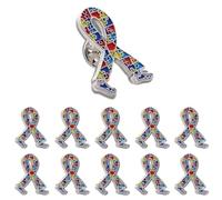 Pack of 50 Autism Awareness Ribbon Walking Lapel Pins | Bulk- Autistic Puzzle Autism/Asperger’s Spectrum Disorder ASD Support Love Pins