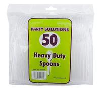 Pack of 50 Clear Plastic Reusable Spoon Biodegradable Spoons Cutlery Tablespoon Heavyweight Reusable Spoons Perfect for Parties and Basic Everyday Tableware.