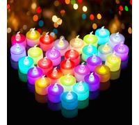 Pack of 50 Color Changing LED Tea Lights - Flameless, Battery Operated, Perfect for Christmas & Halloween Decorations