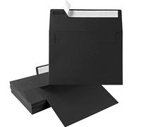 Pack of 50 Coloured Envelopes Self-Adhesive Envelopes for Wedding Party Greeting Cards Announcements Photos 13 x 18 cm (Black)