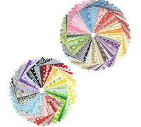 Pack of 50 Colourful Patchwork Fabric Bundles for Sewing - Cotton Material, 10 x 10 cm Squares and Various Shapes - Ideal for DIY Craft Projects