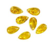 Pack of 50 Crystals (17 x 28mm, Citrine Yellow Teardrop), Teardrop Shape EIMASS® Sew or Glue on Resin Crystals, Flat Back Gems for Costume,