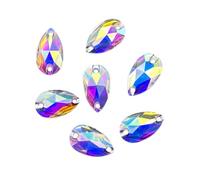 Pack of 50 Crystals (17 x 28mm, Crystal AB Teardrop), EIMASS® Sew or Glue on Resin Crystals, Flat Back Gems for Costume,