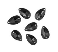 Pack of 50 Crystals (17 x 28mm, Jet Black Teardrop), EIMASS® Sew or Glue on Resin Crystals, Flat Back Gems for Costume,