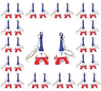 Pack of 50 Eiffel Tower Key Rings with French Flag Colours, 4.5 x 2 cm, Gift