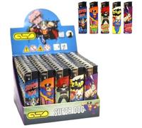 Pack of 50 Electronic Cigarette Lighter Mix Design Refillable & Child Safe with Adjustable Flame Transparent & Long-lasting Ideal for BBQ, Camping & Kitchen (Super Dog)