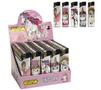 Pack of 50 Electronic Cigarette Lighter Mix Design Refillable & Child Safe with Adjustable Flame Transparent & Long-lasting Ideal for BBQ, Camping & Kitchen (Unicorn)