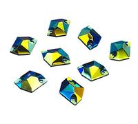 Pack of 50 EMASS Resin Hexagon Shape Crystals - Sew Or Glue On Rhinestones - Craft Embellish - Perfect Gems for Costumes Leotards Clothing Bags Shoes.. (Black AB 21x26mm)