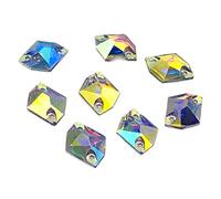 Pack of 50 EMASS Resin Hexagon Shape Crystals - Sew Or Glue On Rhinestones - Craft Embellish - Perfect Gems for Costumes Leotards Clothing Bags Shoes.. (Crystal AB 10x15mm)