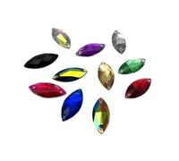 Pack of 50 EMASS Resin Navette Horse Eye Shape Crystals - Sew Or Glue On Rhinestones - Craft Embellishment - Perfect Gems for Costumes Leotards Clothing Bags Shoes.. (Assorted Colours 9x18mm)