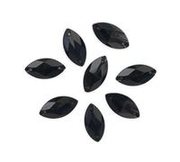 Pack of 50 EMASS Resin Navette Horse Eye Shape Crystals - Sew Or Glue On Rhinestones - Craft Embellishment - Perfect Gems for Costumes Leotards Clothing Bags Shoes.. (Jet Black 6x12mm)
