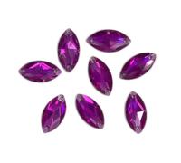 Pack of 50 EMASS Resin Navette Horse Eye Shape Crystals - Sew Or Glue On Rhinestones - Craft Embellishment - Perfect Gems for Costumes Leotards Clothing Bags Shoes.. (Amethyst 11x24mm)