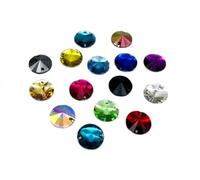 Pack of 50 EMASS Resin Round Rivoli Shape Crystals - Sew Or Glue On Rhinestones - Craft Embellishment - Perfect Gems for Costumes Leotards Clothing Bags Shoes.. (Assorted Colours 14mm)