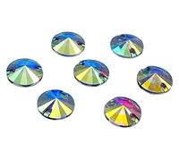 Pack of 50 EMASS Resin Round Rivoli Shape Crystals - Sew Or Glue On Rhinestones - Craft Embellishment - Perfect Gems for Costumes Leotards Clothing Bags Shoes.. (Crystal AB 14mm)