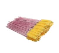 Pack of 50 Eyelash Brushes Applicator Eyebrow Tweezer Rose Red/Yellow | Premium plastic and nylon portable long handle easy grip multiple colors sweet 50 pieces 9.7cm