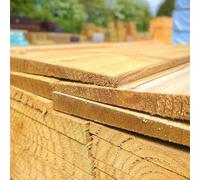 Pack of 50 Feather Edge Boards [Width: 125mm x (15mm Thick to 7mm Thin) x Length: 1500mm (5ft)] Sawn Timber Pressure Treated (Tanalised) Green Wood Natural Colour. Ideal for fencing & garden projects