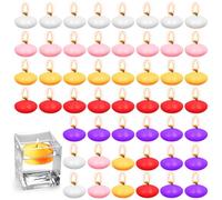 Pack of 50 Floating Candles, Colourful Floating Candles, Unscented Floating Candles, Water Candles for Weddings, Parties, Bathtubs, Valentine's Day Decoration, Pools, Spas (White + Red + Pink + Purple