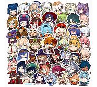 Pack of 50 Genshin Impact Stickers Pack Gmes Genshin Impact Sticker Set Waterproof Vinyl Sticker for Laptop Children Cars Motorcycle Bicycle Skateboard Luggage Suitcase Computer Sticker Graffiti Decal