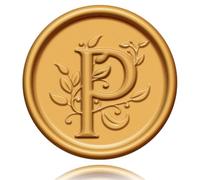 Pack of 50 Golden Self-Adhesive Wax Seals, Classic Decoration for Invitations and Envelopes, Wax Seal Stickers, Perfect for Weddings, Birthdays and Parties (P)