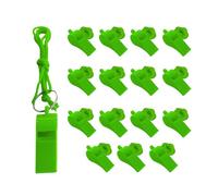 Pack of 50 Green Plastic Whistles with Lanyard Neck Cord