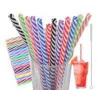 Pack of 50 Hard Reusable Straws, Plastic Reusable Straws, Slush Ice Straws, Colourful, Jumbo Straws, Ideal for Smoothies, Juice, Tea, Cocktails, Hot Drinks (7 mm Diameter, 23 cm Long)