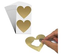 Pack of 50, Heart Scratch Off Sticker - 8 x 7cm, Gold