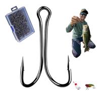 Pack of 50 High Carbon Steel Double Frog Fishing Hooks,2X Strong