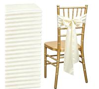 Pack of 50 Ivory White Satin Chair Sashes Bow, Universal Chairs Ribbon | Chair Ties Back Sash Decorative for Wedding Reception Party Hotel Home Kitchen Decoration, 7x108 inch