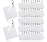 Pack of 50 Keychains, White Plastic Hanging Tags with Metal Lobster Clasp, 1.5 Inch Slot Pendants, White Square Hanging Pendants, Frosted Item Identification for Home Office