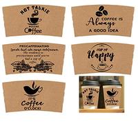 Pack of 50 Kraft Coffee Cup Sleeves Disposable Corrugated Cardboard - 2.7" x 4.9" Kraft Paper Sleeves for Hot and Cold Drinks, Heat Insulation and Hand Protection, Fits 12oz - 20oz Cups