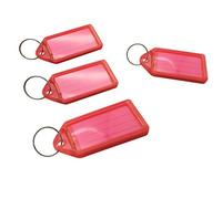 Pack of 50 Large Red Coloured Identity Tag Key Rings - Sliding Fob Keyrings