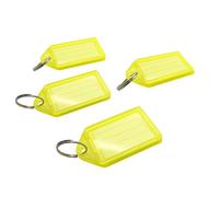 Pack of 50 Large Yellow Coloured Identity Tag Key Rings - Sliding Fob Keyrings