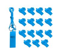 Pack of 50 Light Blue Plastic Whistles with Lanyard Neck Cord