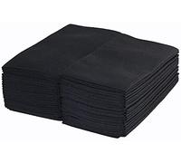 Pack of 50 Luxury Quality, Linen Feel Airlaid Pocket Napkins Black