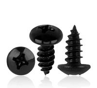 Pack of 50 M5 x 12 mm Self-Tapping Carbon Steel Wood Screws with Round Head, Black Zinc Plated, Ideal for Furniture and DIY Projects