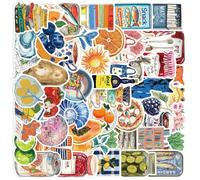 Pack of 50 Mediterranean Street Art Stickers Waterproof PVC Decals for Laptops Guitars Luggage Art Decorative Removable Adhesive Stickers