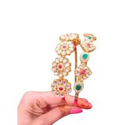 Pack Of 50 Metal Indian Wedding Bollywood Floral Kundan Pearl Studded Rajasthani Sheeshphool/SheeshPatti for Women,Party Wear Jewellery With Assorted Pattern,Bridsmaid Gift