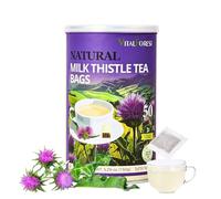 Pack of 50 Milk Thistle Tea Bags, 3g/Bag, VitalForest Roasted Milk Thistle Seeds Herbal Tea, Natural Dried Thistle Tea for Liver Detox Cleansing and Support, Caffeine Free