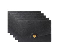 Pack of 50 Mini Envelopes, Colourful Gift Cards, Heart Envelopes, Gift Card, Envelope for Valentine's Day, Christmas, Thank You Cards, Wedding (Black)