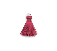 Pack of 50 Mini Tassel Pendants, 2 cm Silky Straight Fringe Tassel Bracelet Key Ring Craft Tassel for Earrings Jewellery Making Bags Bookmark DIY Craft Accessories Wine Red
